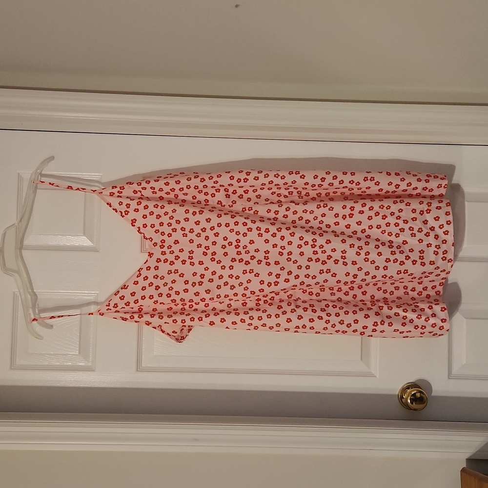 Pink Floral Split-Hem Slip Cami Dress